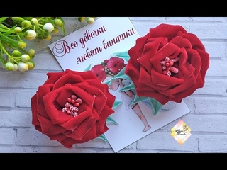 Заколочки “Бархатные розы“. Канзаши МК. / Clip “Velvet rose“. Kanzashi MK.