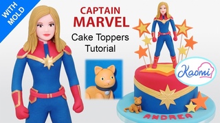 Cmo hacer a la CAPITANA MARVEL y al gato GOOSE para decorar tortas || Kaomi Tutoriales