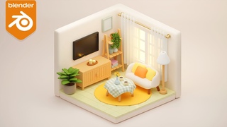 Blender 3D Beginner Tutorial | 3D Isometric Living Room | Part 3