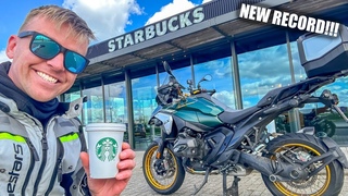 BMW R1300 GS NEW World Record : 10 STARBUCKS Visits in 1 Day!