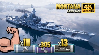 Thriller with the battleship Montana in Arms race - World of Warships